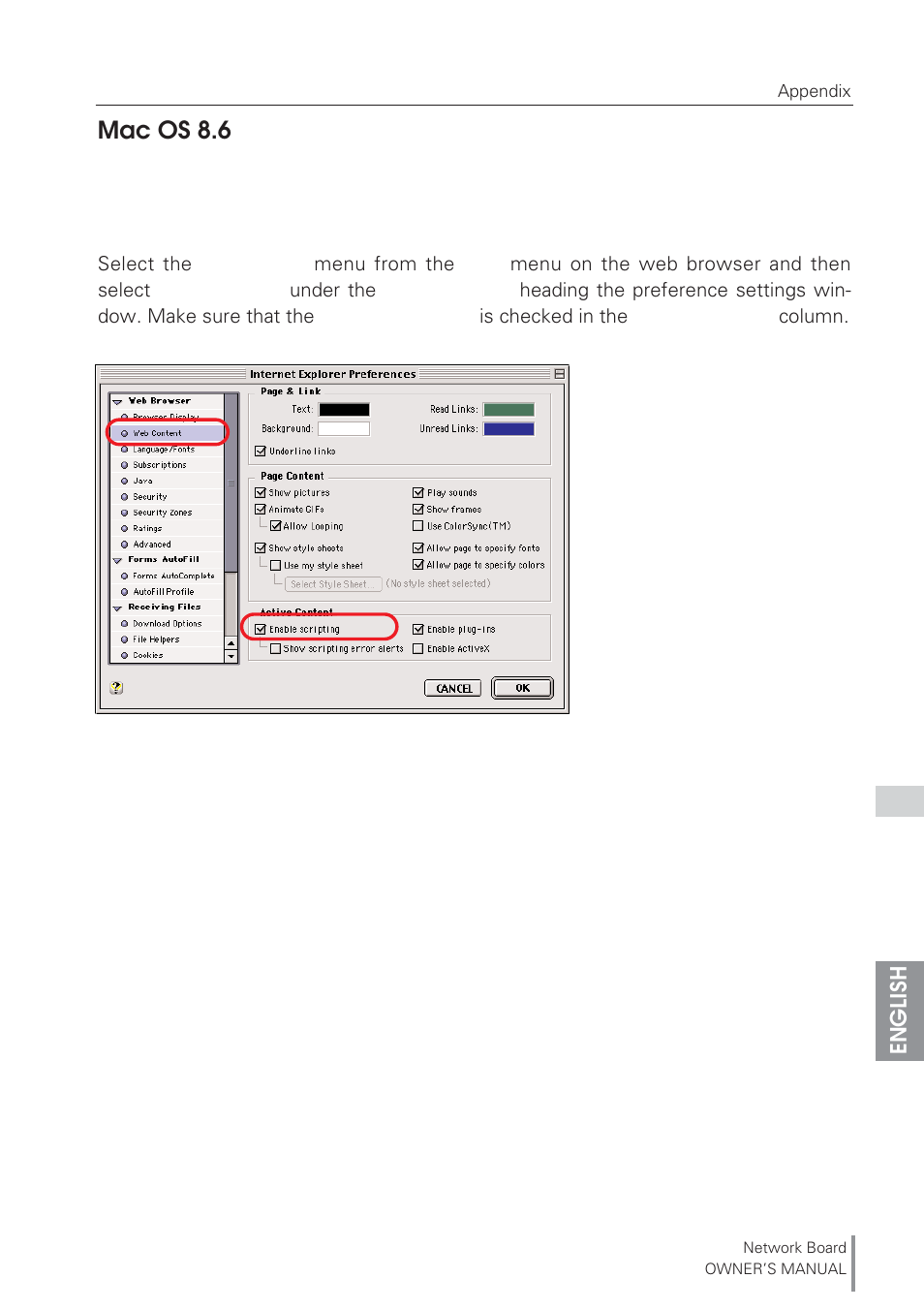 Mac os 8.6 | Eiki Network Board MD13NET User Manual | Page 77 / 92