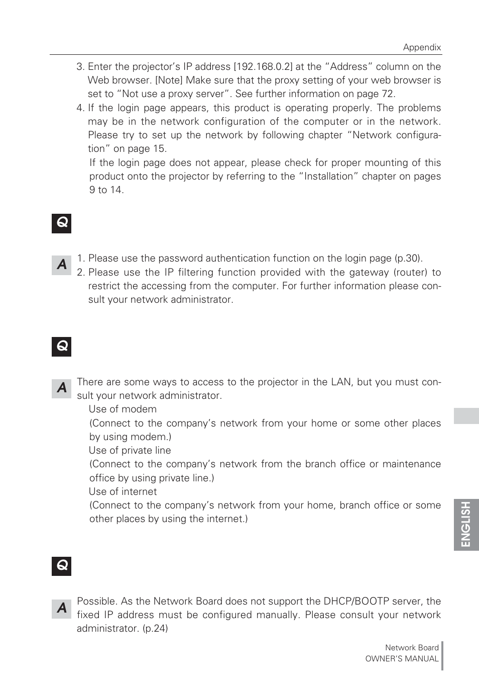 Eiki Network Board MD13NET User Manual | Page 85 / 92