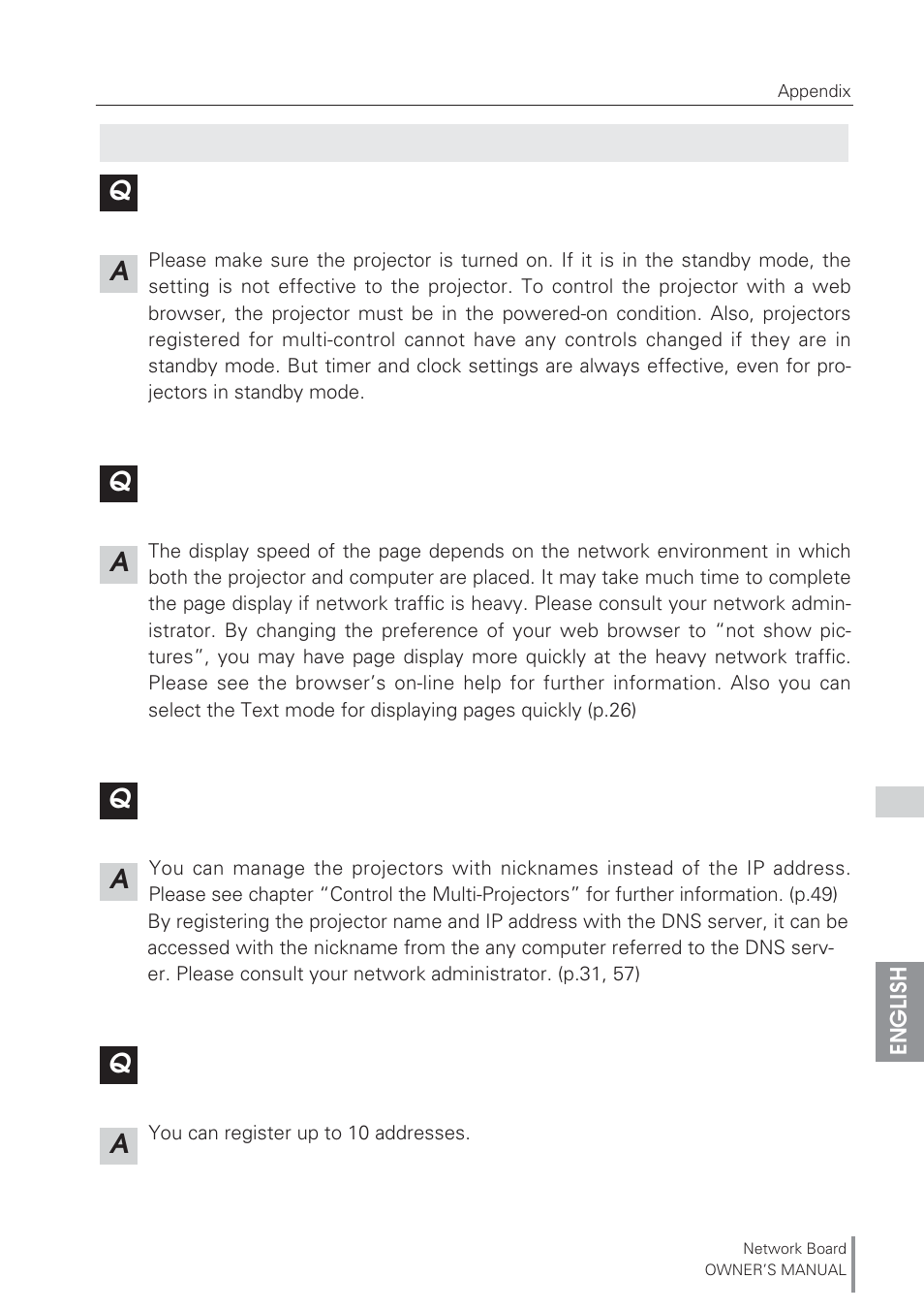 Eiki Network Board MD13NET User Manual | Page 87 / 92
