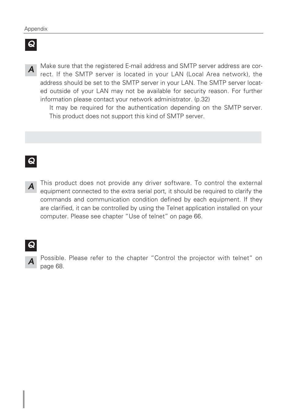 Aq a q | Eiki Network Board MD13NET User Manual | Page 88 / 92