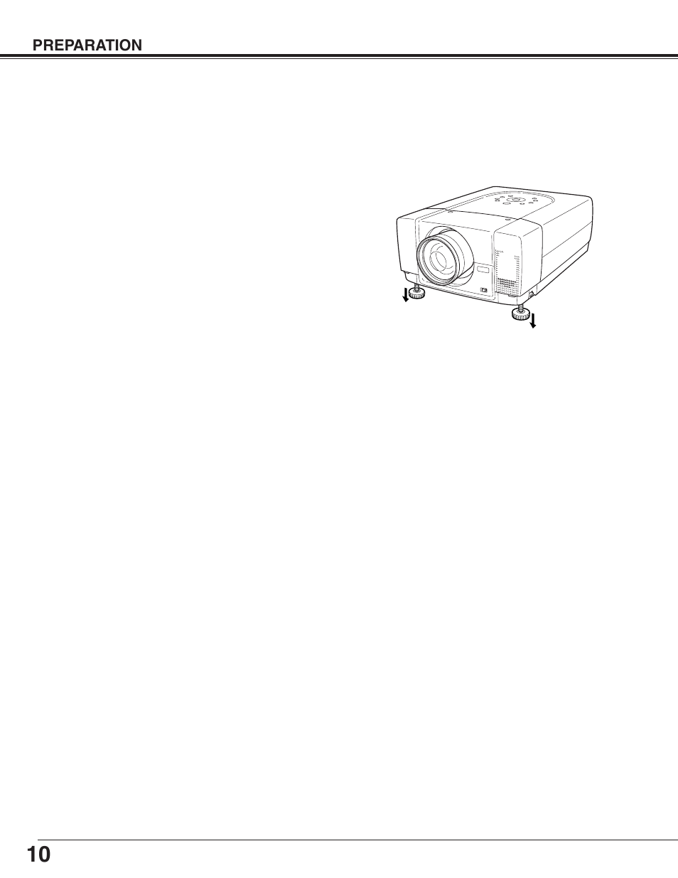 Adjustable feet, Installing projector in proper position | Eiki LC-X50M User Manual | Page 10 / 56