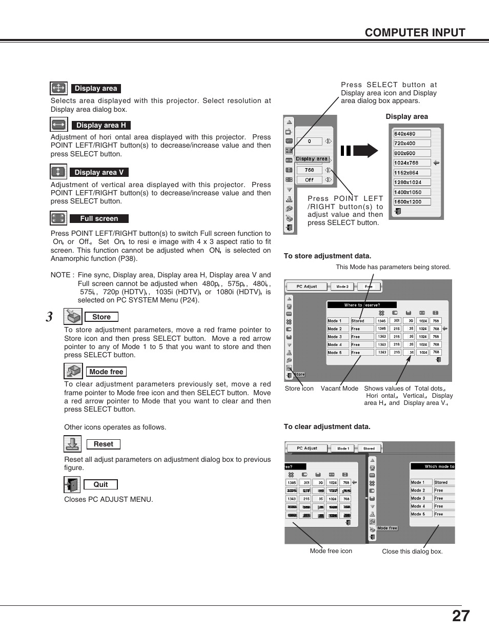 Computer input | Eiki LC-X50M User Manual | Page 27 / 56