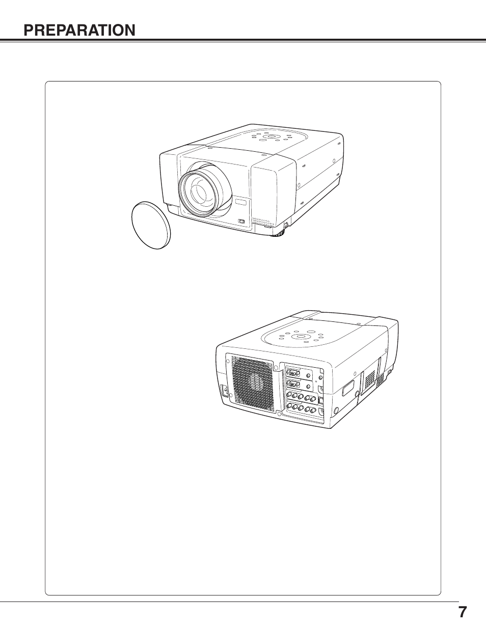 Preparation, Name of each part of projector | Eiki LC-X50M User Manual | Page 7 / 56