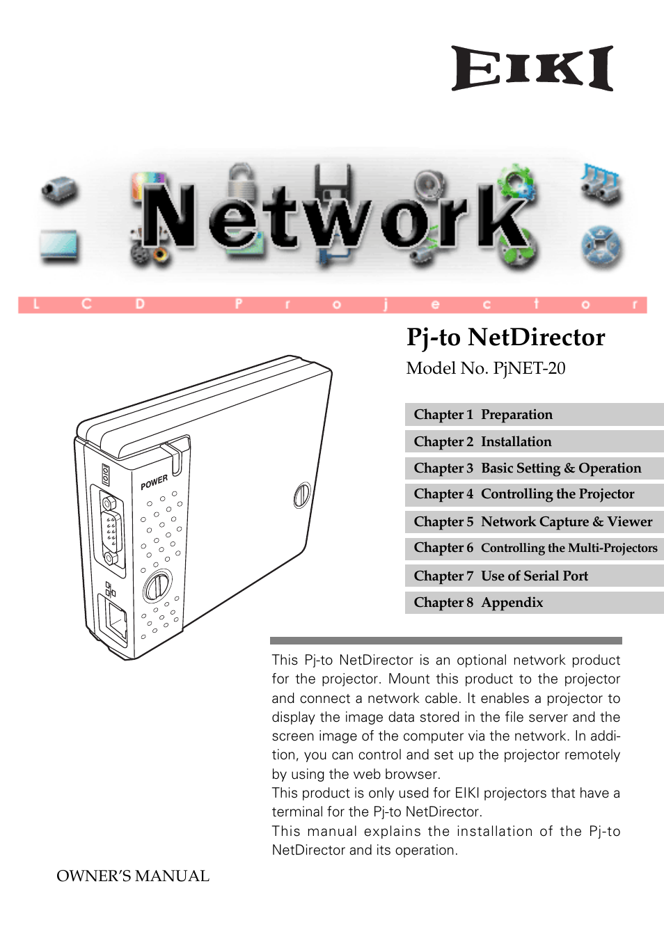 Eiki PjNET-20 User Manual | 114 pages