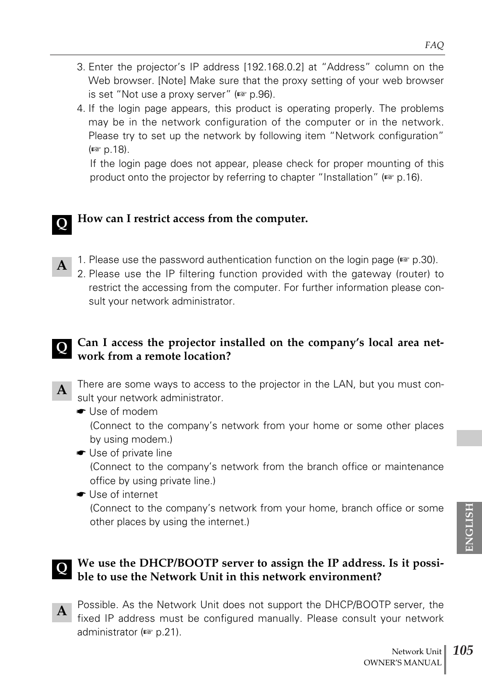 Eiki PjNET-20 User Manual | Page 105 / 114