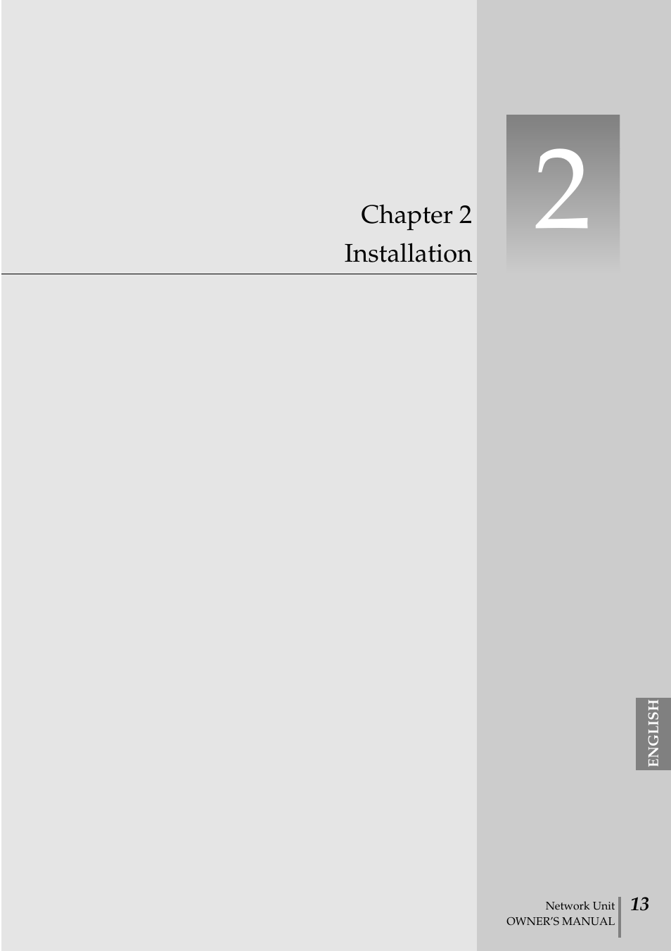 Chapter, Installation, Chapter 2 installation | Eiki PjNET-20 User Manual | Page 13 / 114