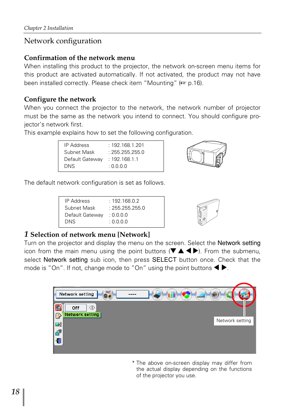 Network configuration | Eiki PjNET-20 User Manual | Page 18 / 114