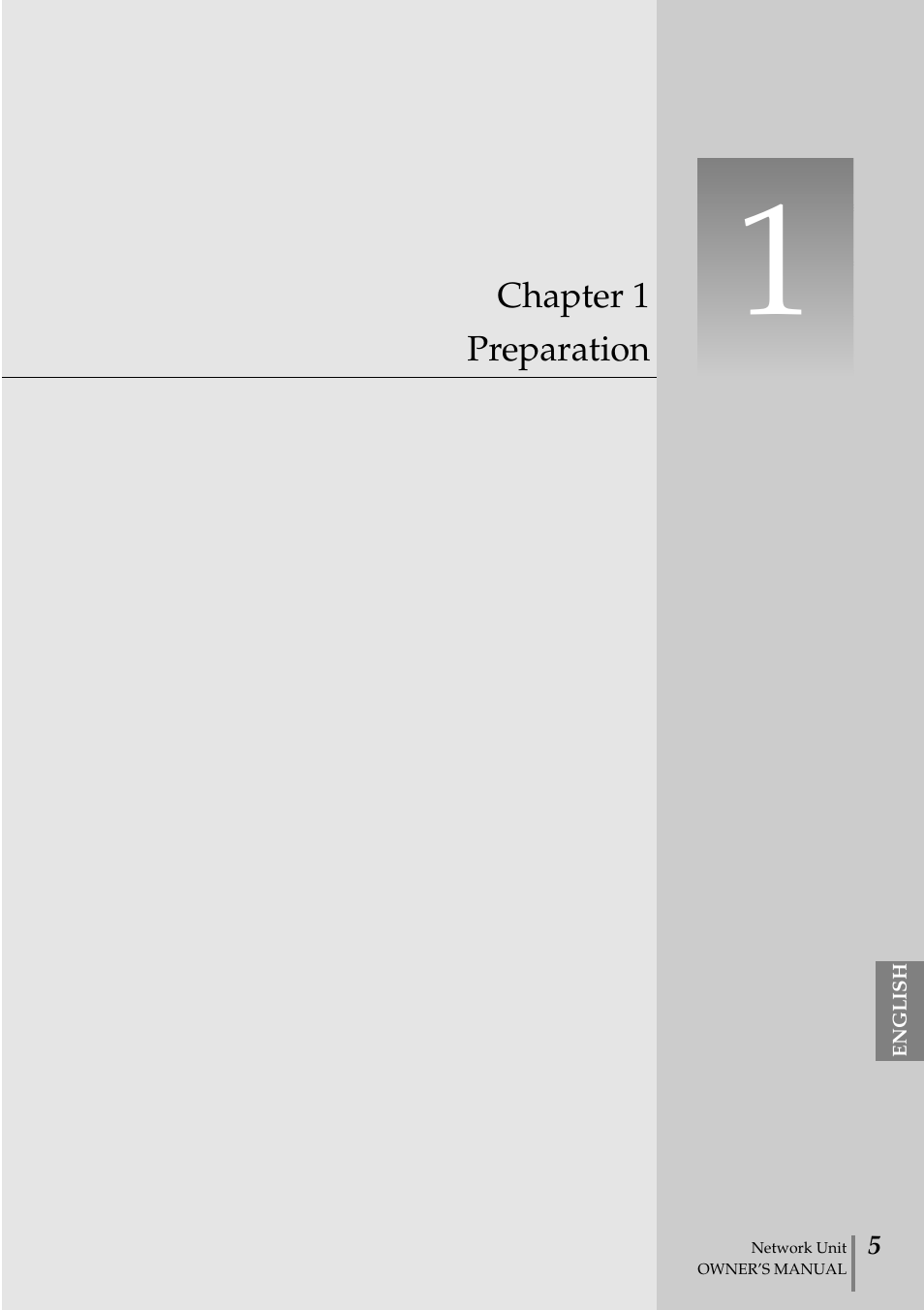 Chapter, Preparation, Chapter 1 preparation | Eiki PjNET-20 User Manual | Page 5 / 114