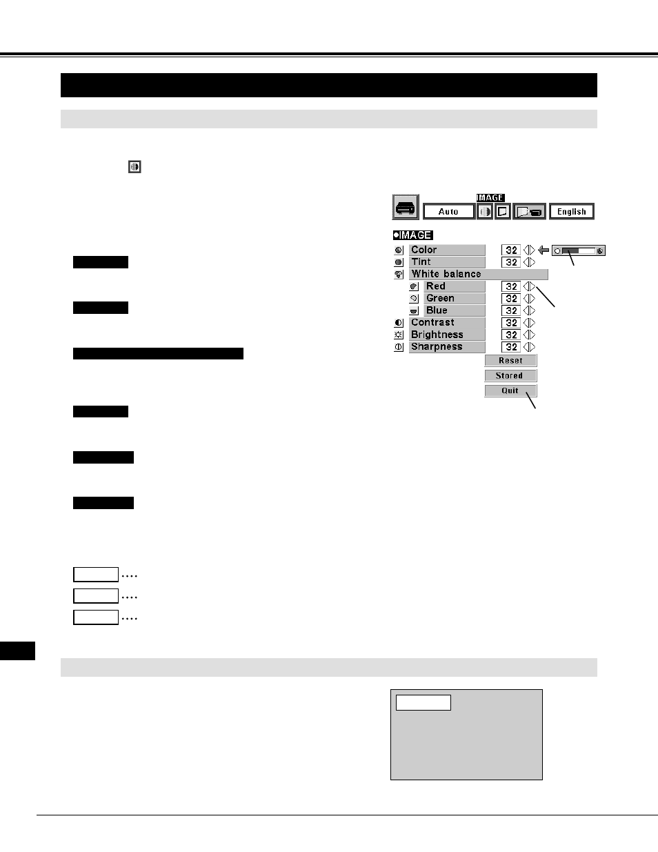 Picture image adjustment, Video mode, Adjusting the picture image | Normal function | Eiki LC-XNB2W User Manual | Page 30 / 191