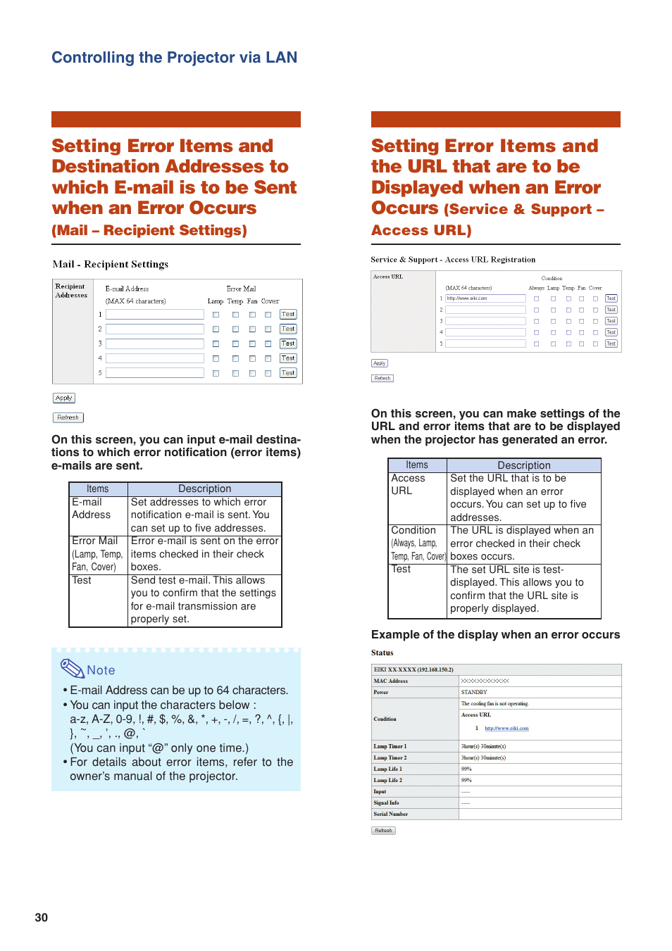 Controlling the projector via lan | Eiki EIP-WX5000L User Manual | Page 30 / 59