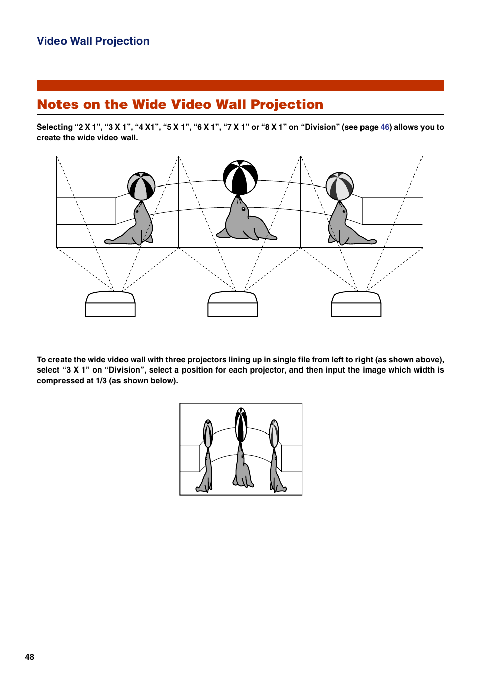 Video wall projection | Eiki EIP-WX5000L User Manual | Page 48 / 59