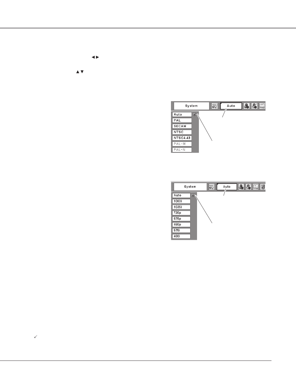 Video system selection, Video input, Video input video system selection | Eiki LC-XB33N User Manual | Page 41 / 77