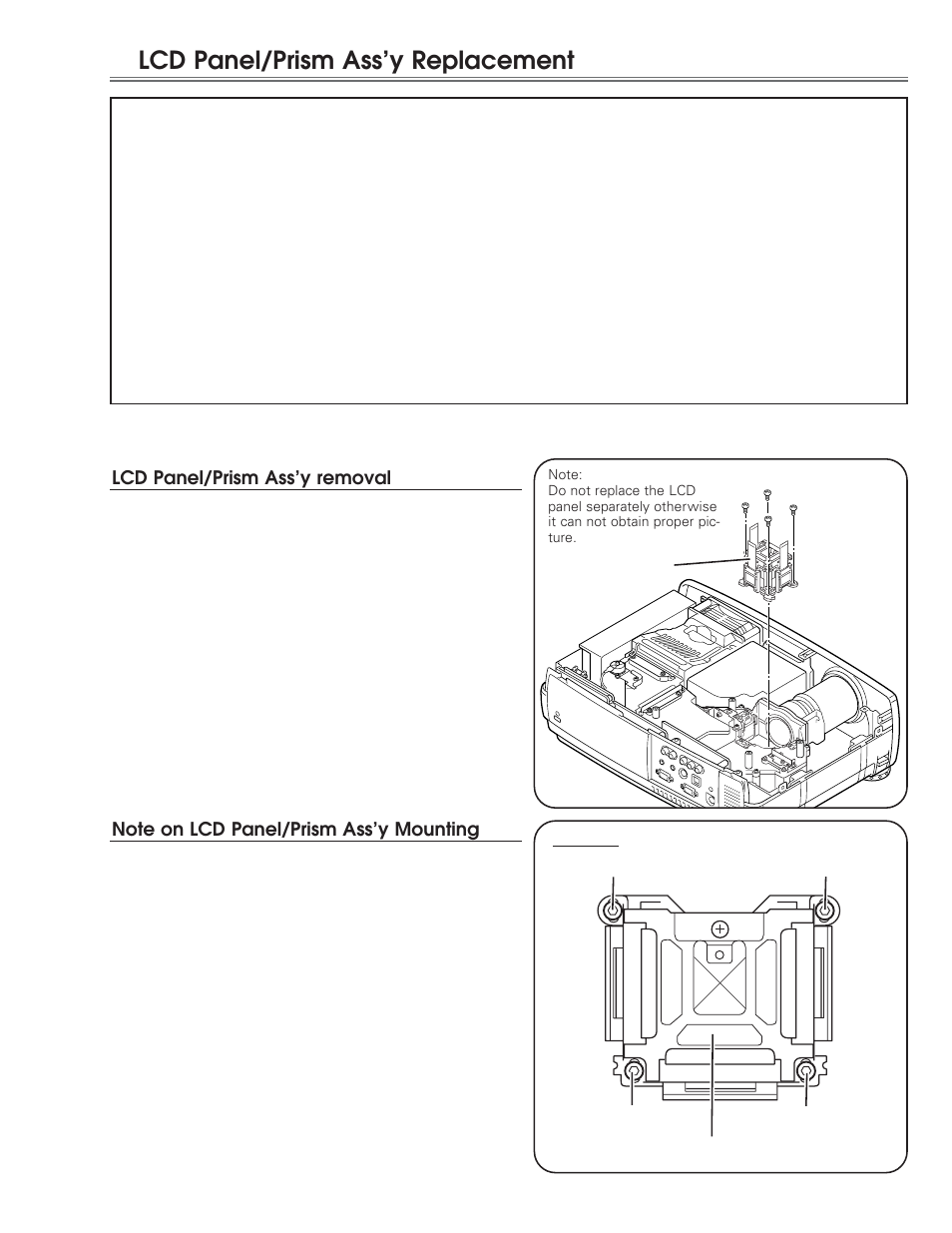 Lcd panel/prism ass’y replacement | Eiki LC-NB3E User Manual | Page 19 / 88