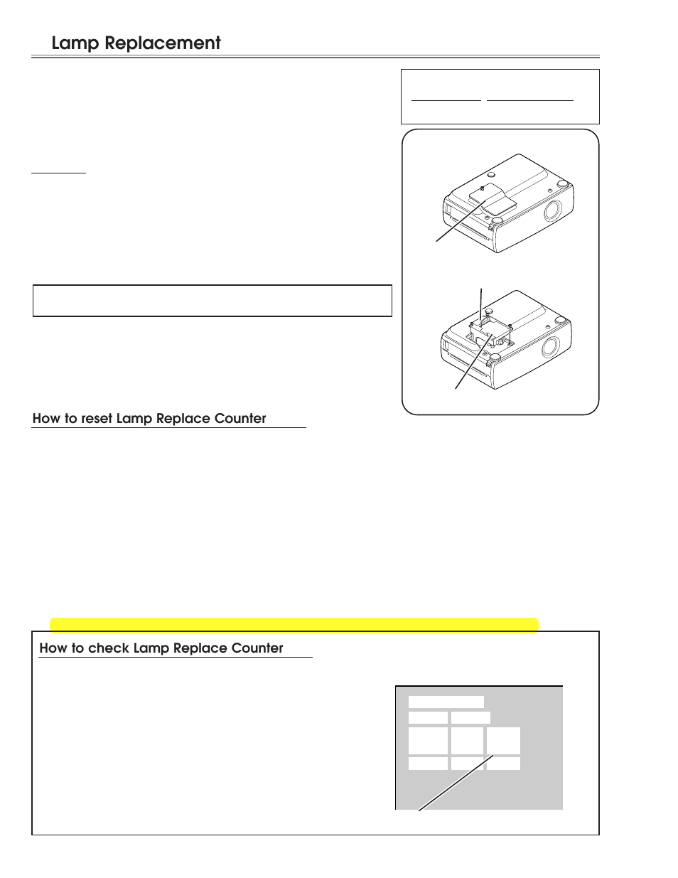 Lamp replacement | Eiki LC-NB3E User Manual | Page 20 / 88