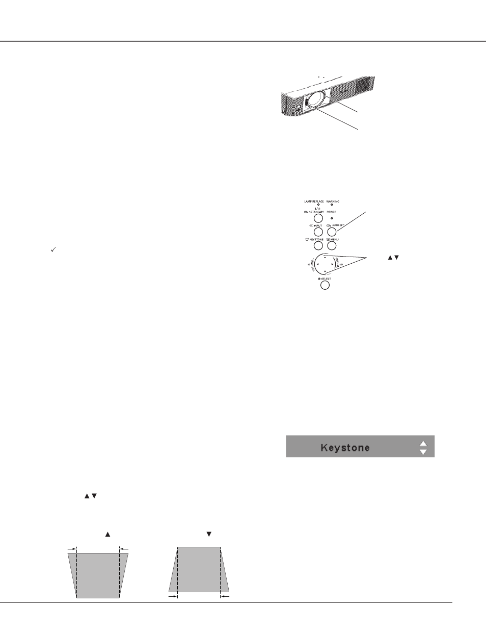 Zoom and focus adjustment, Auto setup function, Keystone correction | Basic operation | Eiki LC-XB42 User Manual | Page 23 / 71