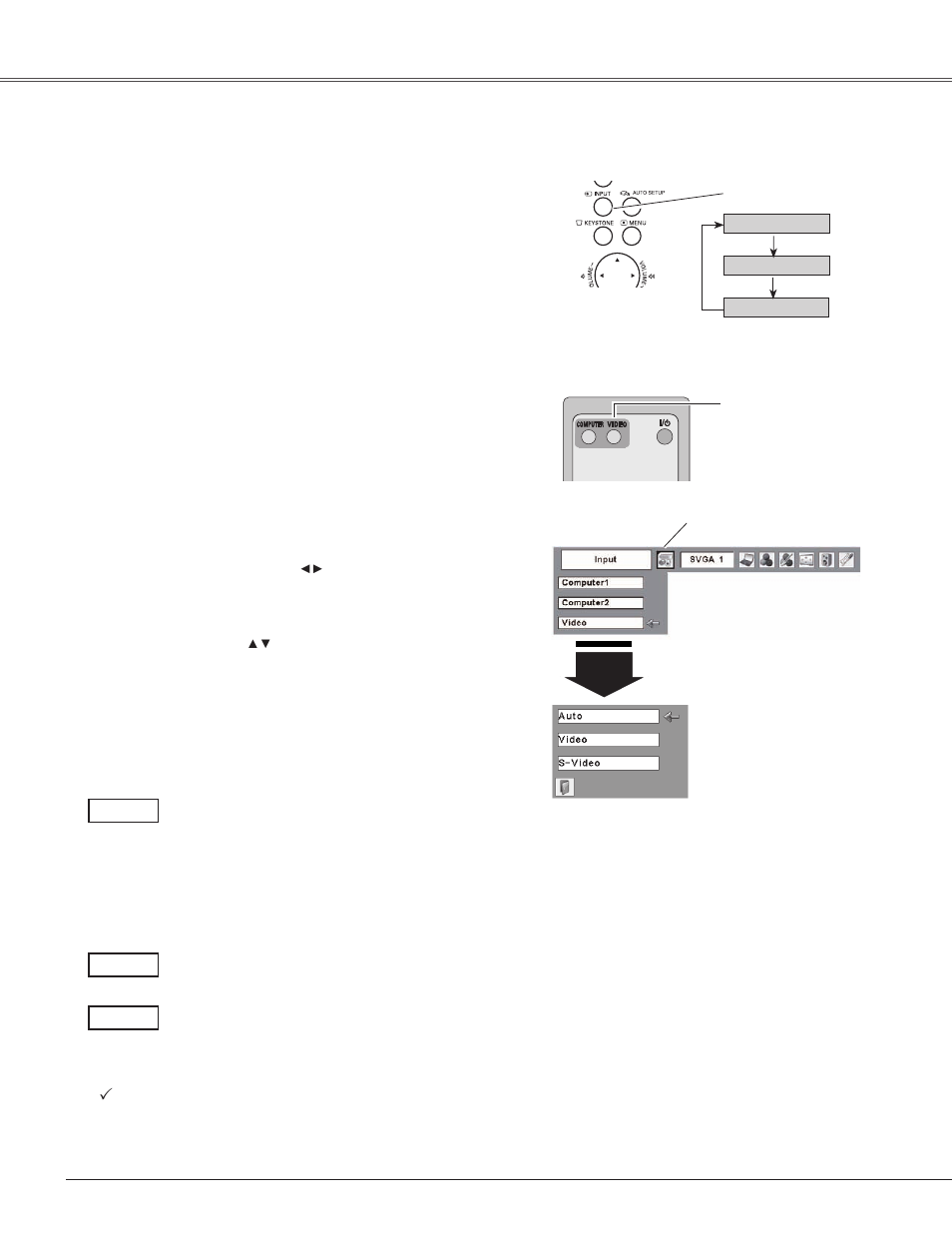 Video input, Input source selection (video, s-video) | Eiki LC-XB42 User Manual | Page 36 / 71