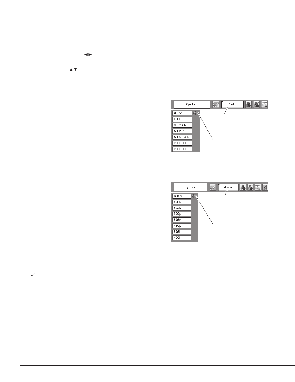 Video system selection, Video input video system selection | Eiki LC-XB42 User Manual | Page 38 / 71
