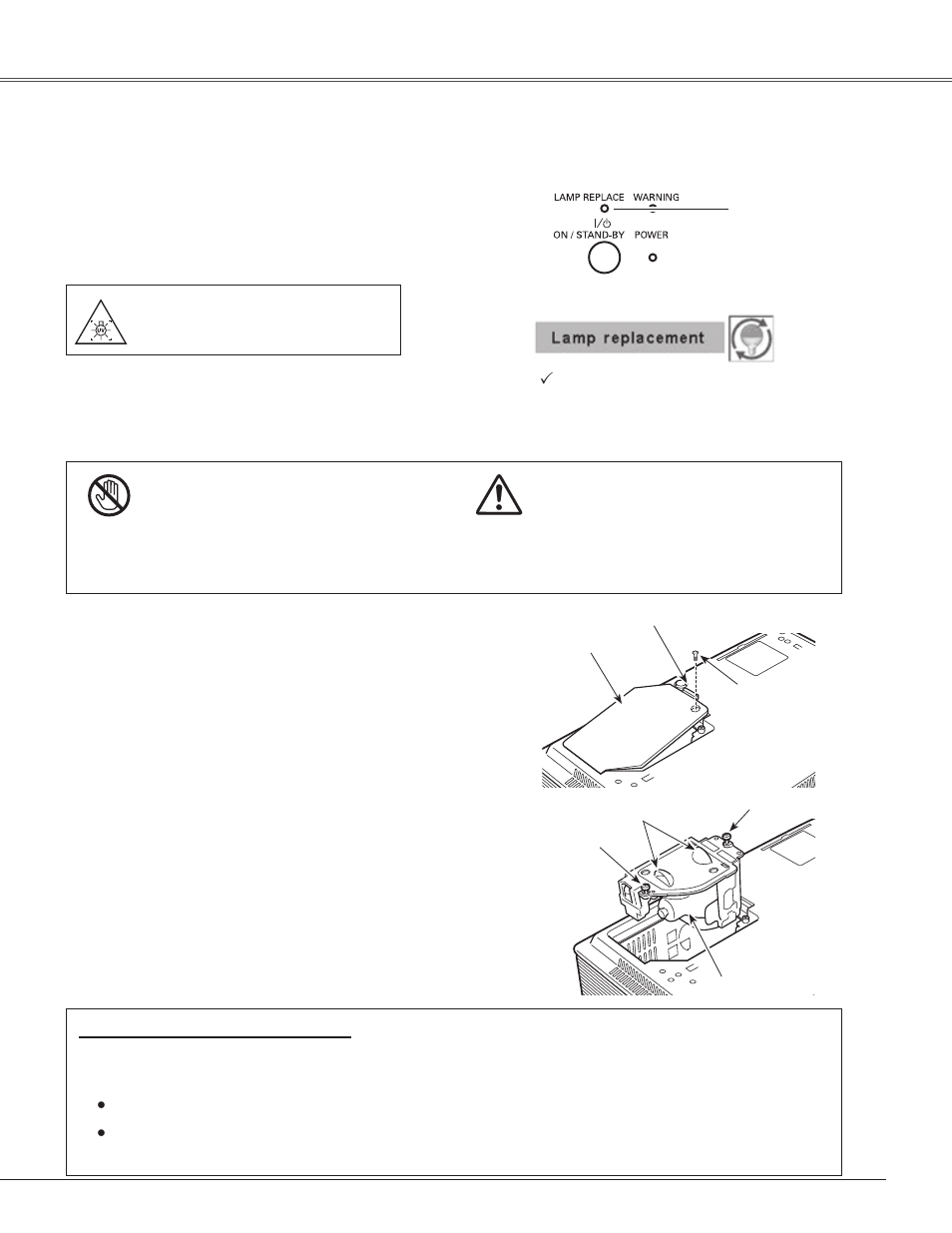 Lamp replacement, Caution | Eiki LC-XB42 User Manual | Page 57 / 71