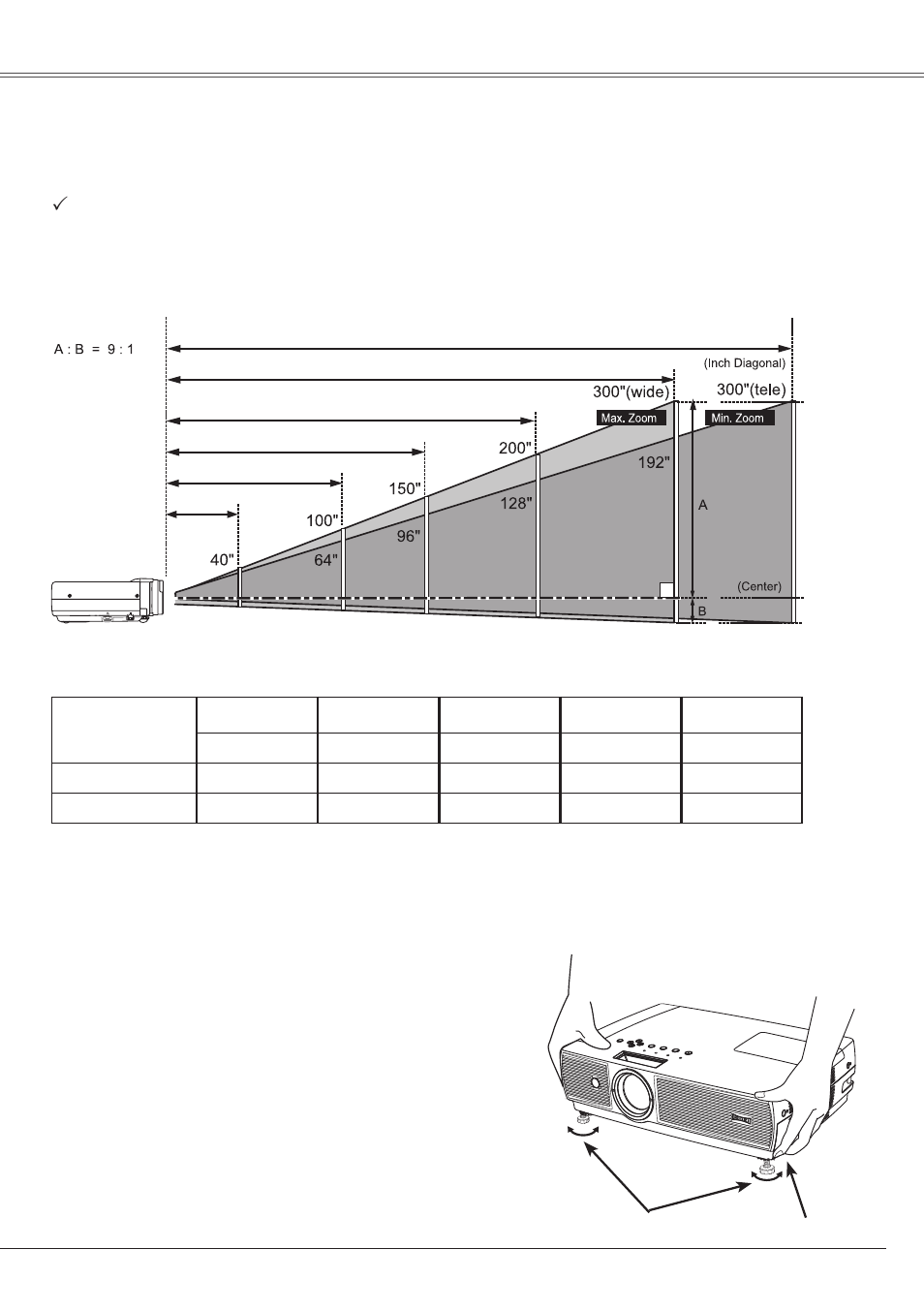 Installation, Positioning the projector, Adjustable feet | 13 installation | Eiki LC-XS25 User Manual | Page 13 / 80