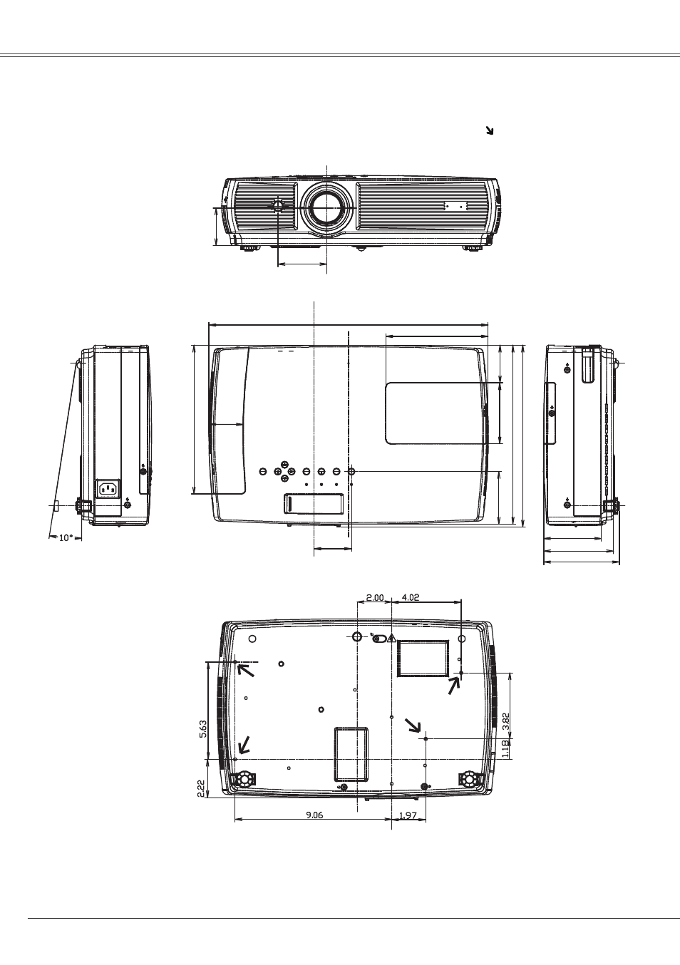 Dimensions, Dimensions 78, Appendix | Eiki LC-XS25 User Manual | Page 78 / 80