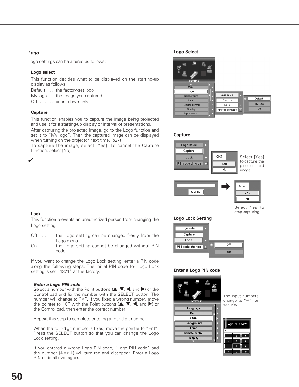 Setting | Eiki LC-SX6A User Manual | Page 50 / 84