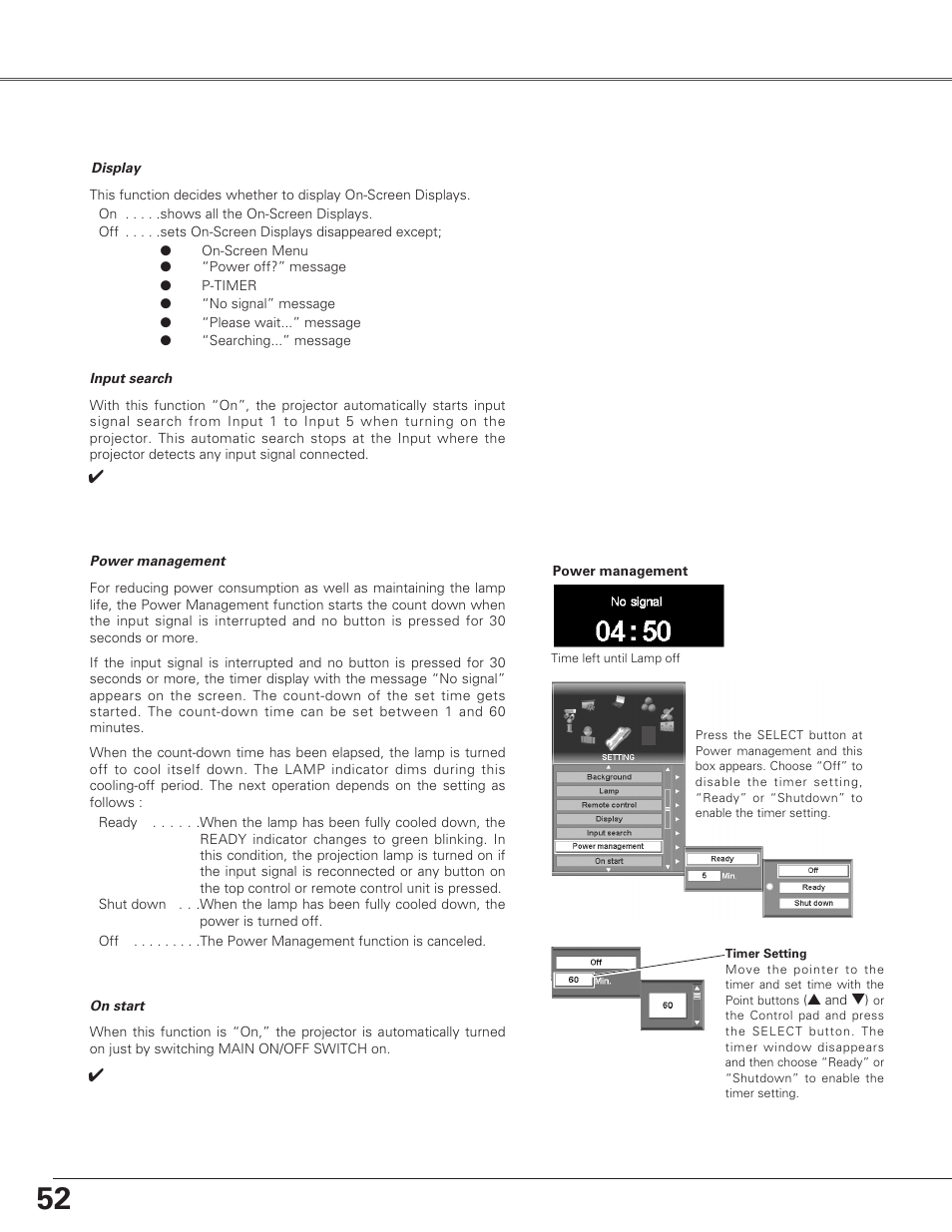 Setting | Eiki LC-SX6A User Manual | Page 52 / 84
