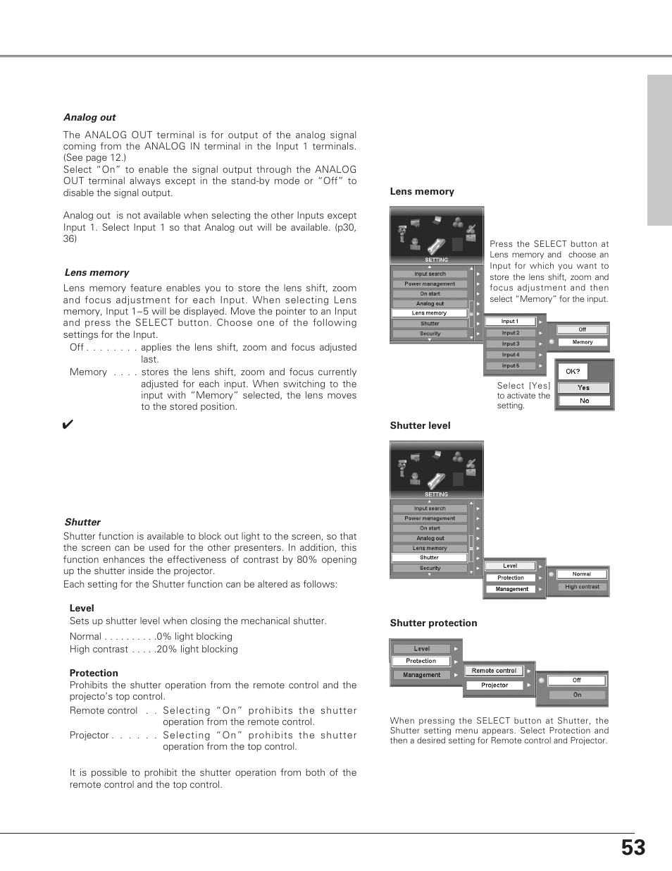 Setting | Eiki LC-SX6A User Manual | Page 53 / 84