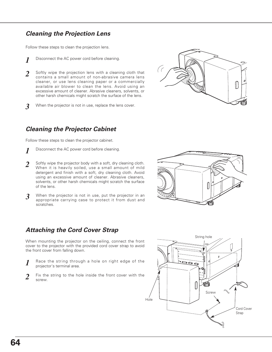 Lamp replacemen, Lamp replacement | Eiki LC-SX6A User Manual | Page 64 / 84