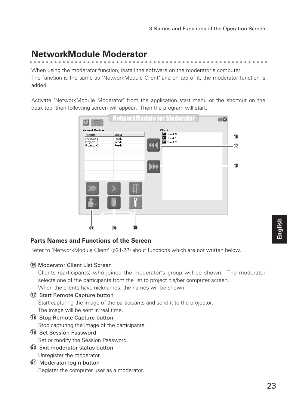 Networkmodule moderator | Eiki XG-705A User Manual | Page 23 / 96