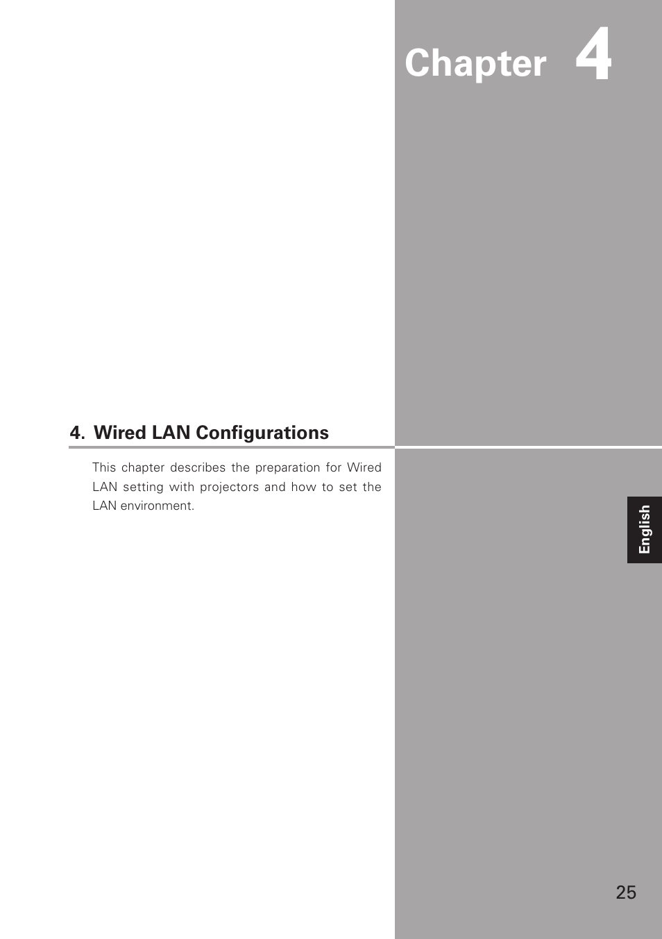 Wired lan configurations, Chapter | Eiki XG-705A User Manual | Page 25 / 96