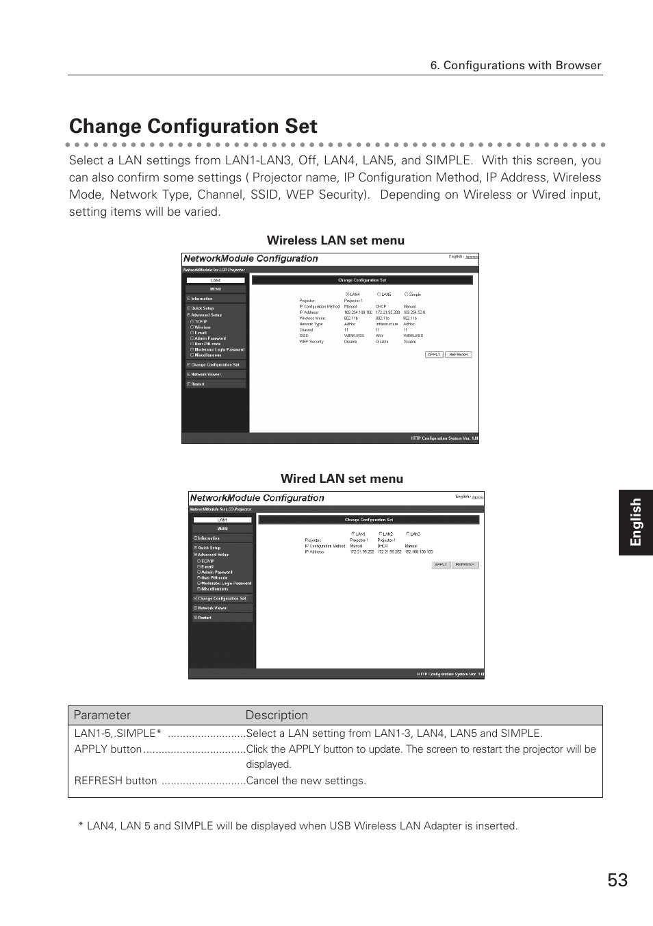 Change configuration set | Eiki XG-705A User Manual | Page 53 / 96