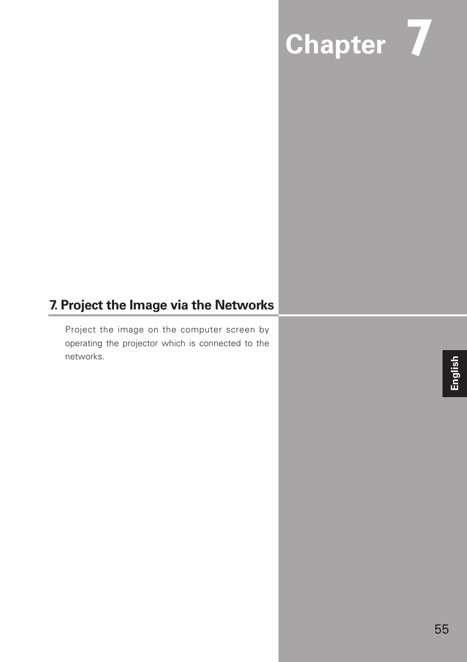 Project the image via the, Project the image via the networks, Chapter | Eiki XG-705A User Manual | Page 55 / 96
