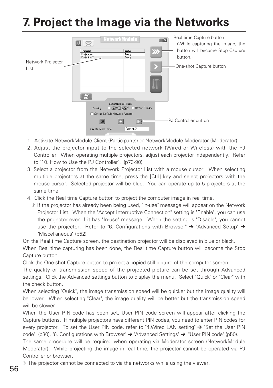 Project the image via the networks | Eiki XG-705A User Manual | Page 56 / 96