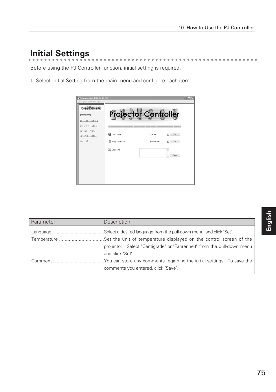 Initial settings | Eiki XG-705A User Manual | Page 75 / 96