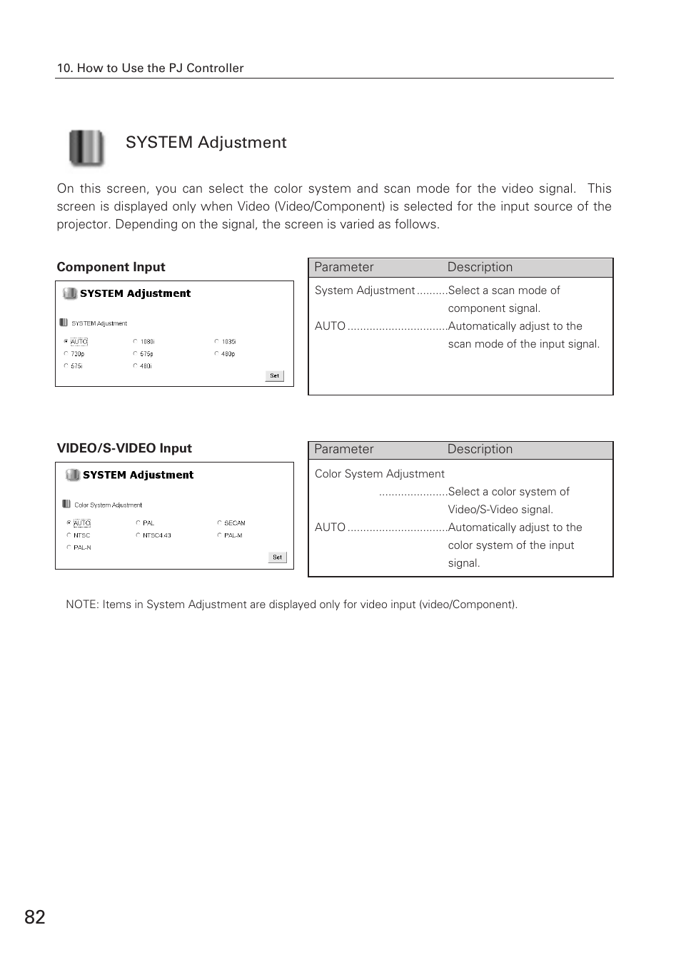 System adjustment | Eiki XG-705A User Manual | Page 82 / 96