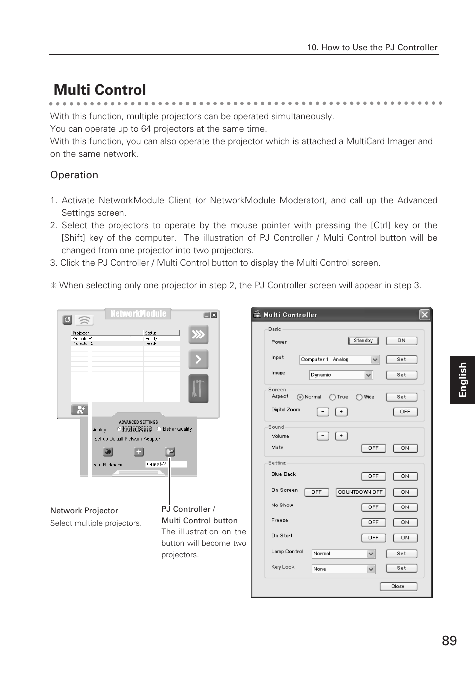 Multi control | Eiki XG-705A User Manual | Page 89 / 96