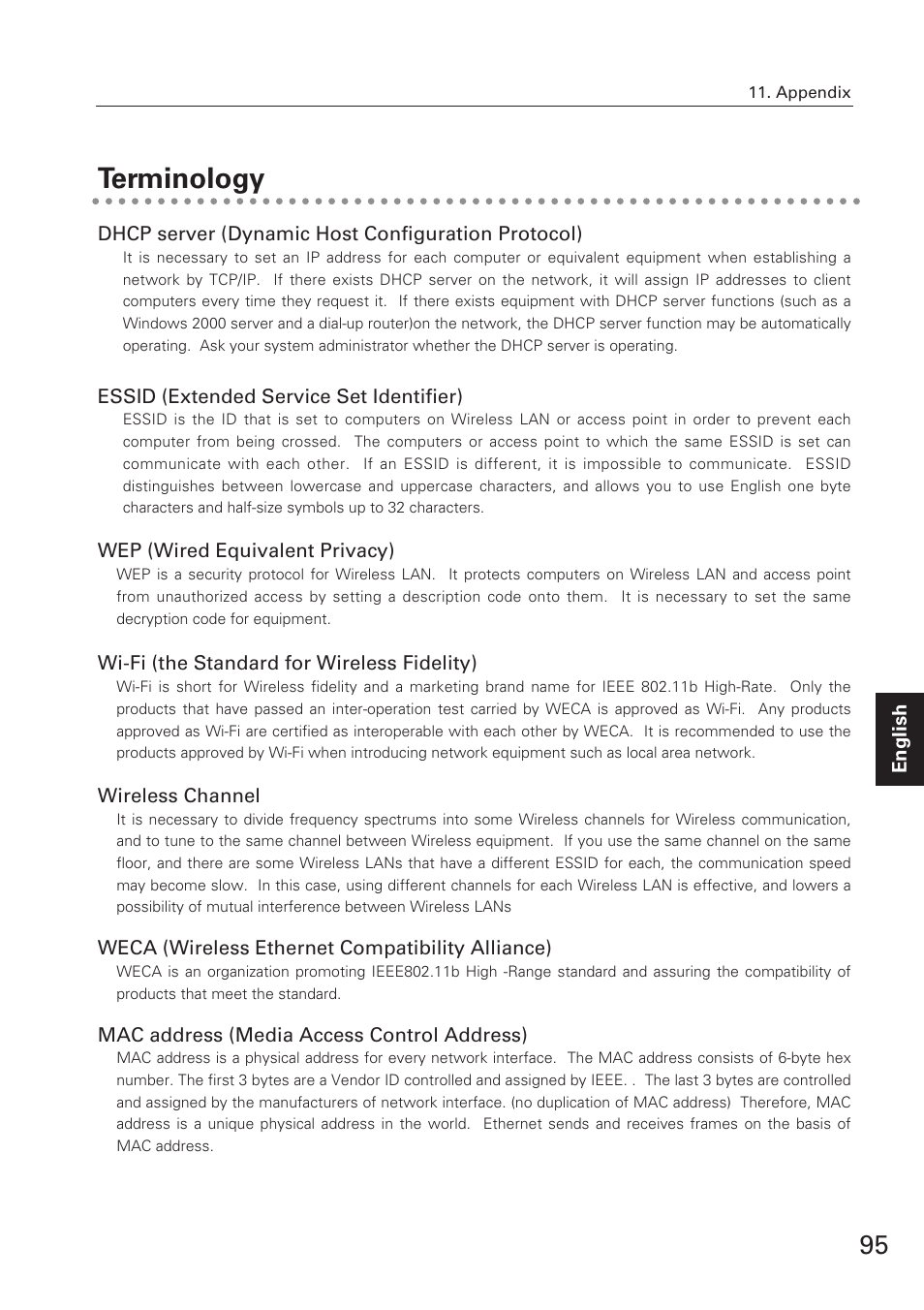 Terminology | Eiki XG-705A User Manual | Page 95 / 96
