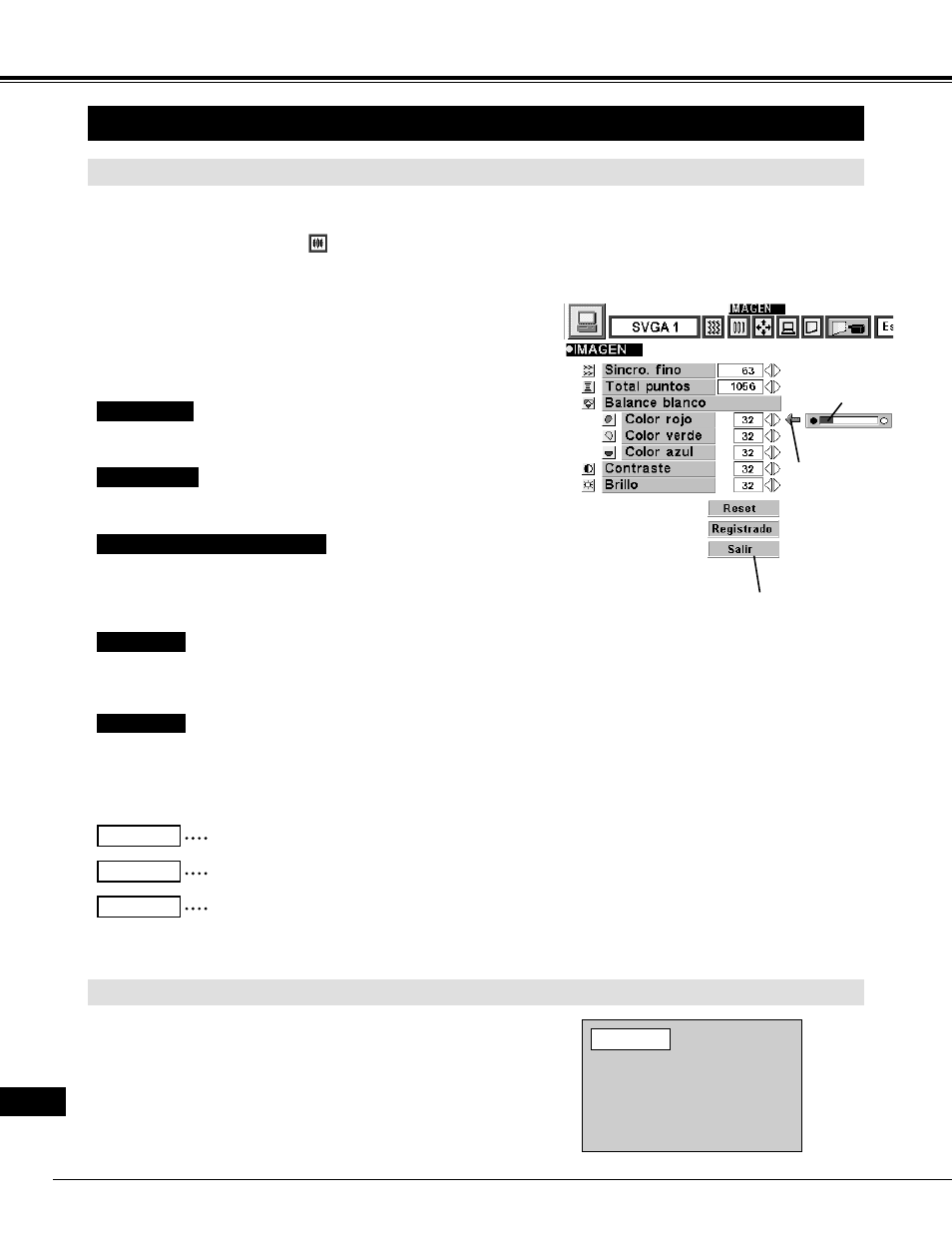 Ajuste de imagen 1 2, Modo de ordenador, Ajuste manual de la imagen | Función normal | Eiki LC-NB2W User Manual | Page 178 / 191