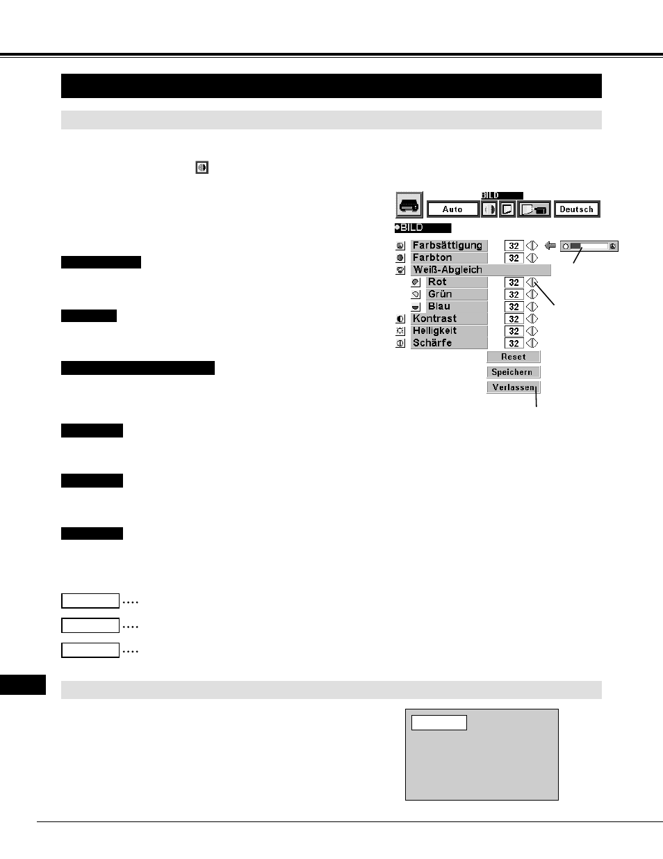 Bildeinstellung, Videobetriebsart, Einstellen des wiedergabebildes | Normal-bildeinstellung | Eiki LC-NB2W User Manual | Page 68 / 191