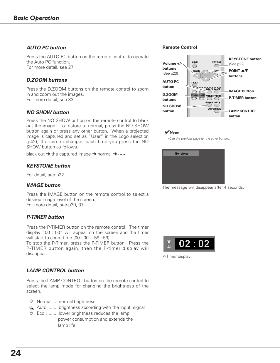 Basic operation | Eiki LC-XB23C User Manual | Page 24 / 64