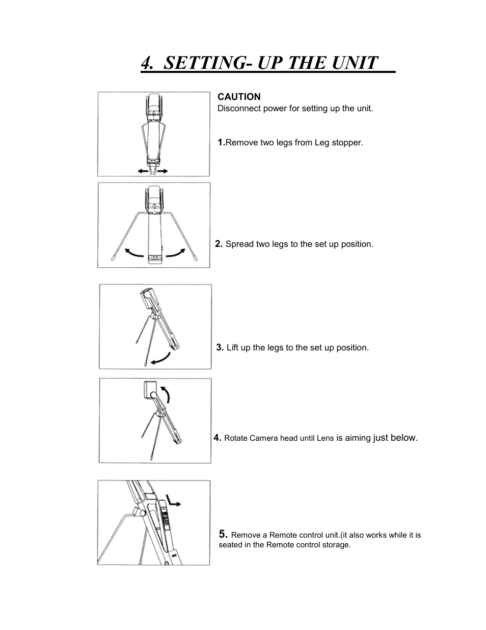 Setting up the unit, Setting- up the unit | Eiki Visual System Presenter V-2500 User Manual | Page 10 / 16