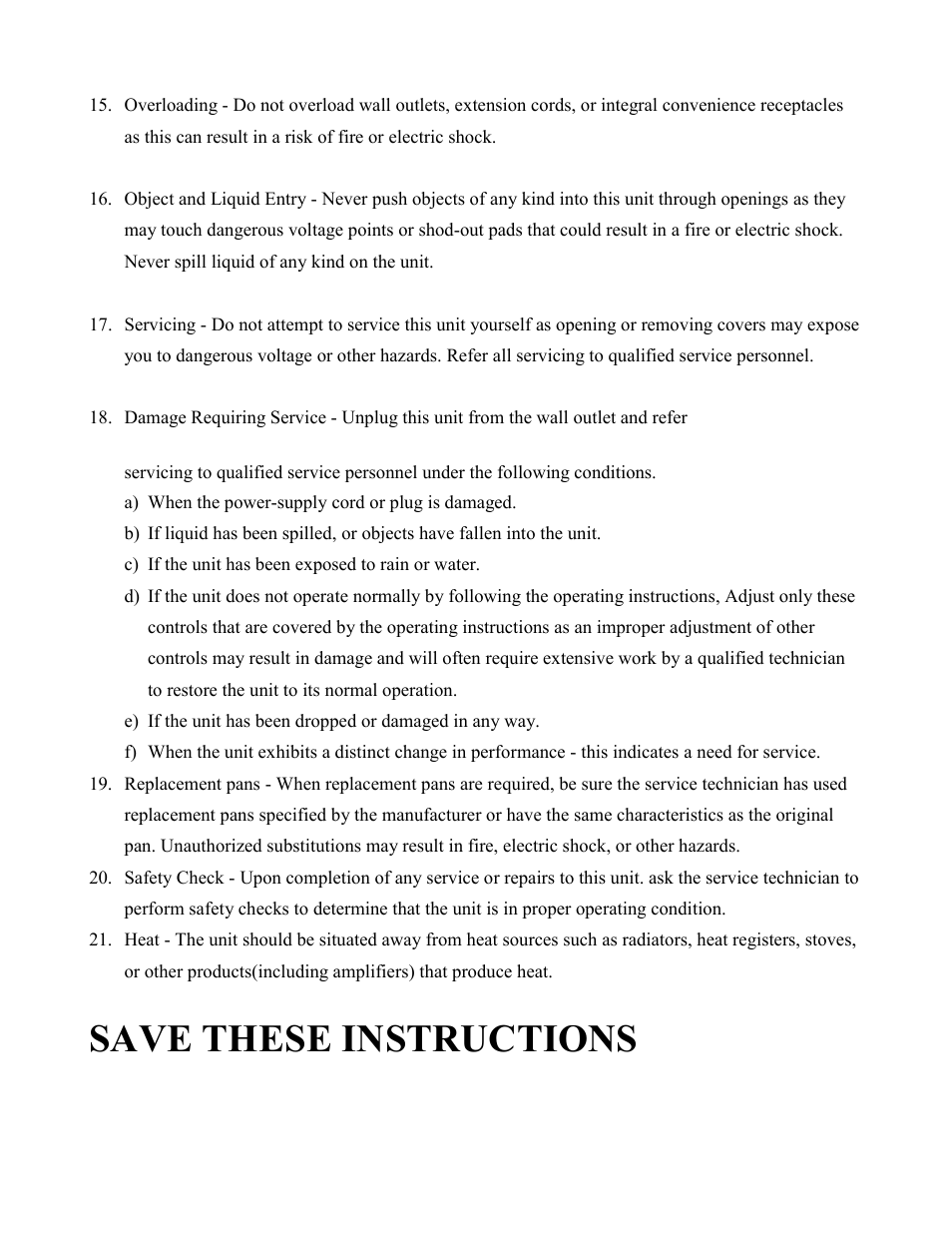 Save these instructions | Eiki Visual System Presenter V-2500 User Manual | Page 4 / 16