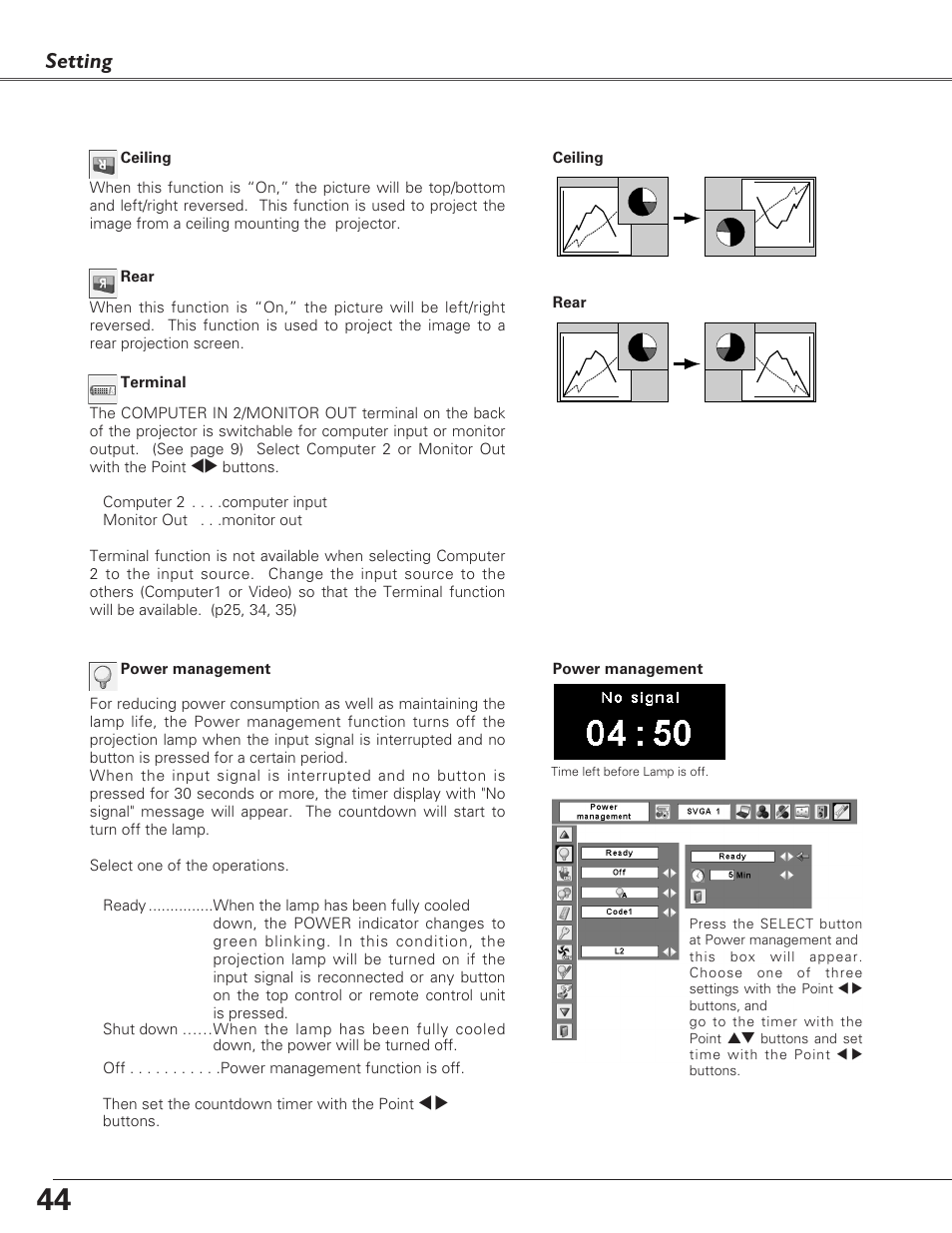 Setting | Eiki LC-XB23 User Manual | Page 44 / 64