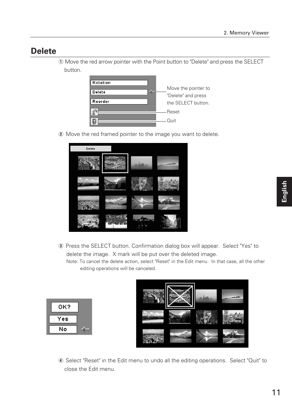 Delete | Eiki USB Memory WL-10 User Manual | Page 11 / 26