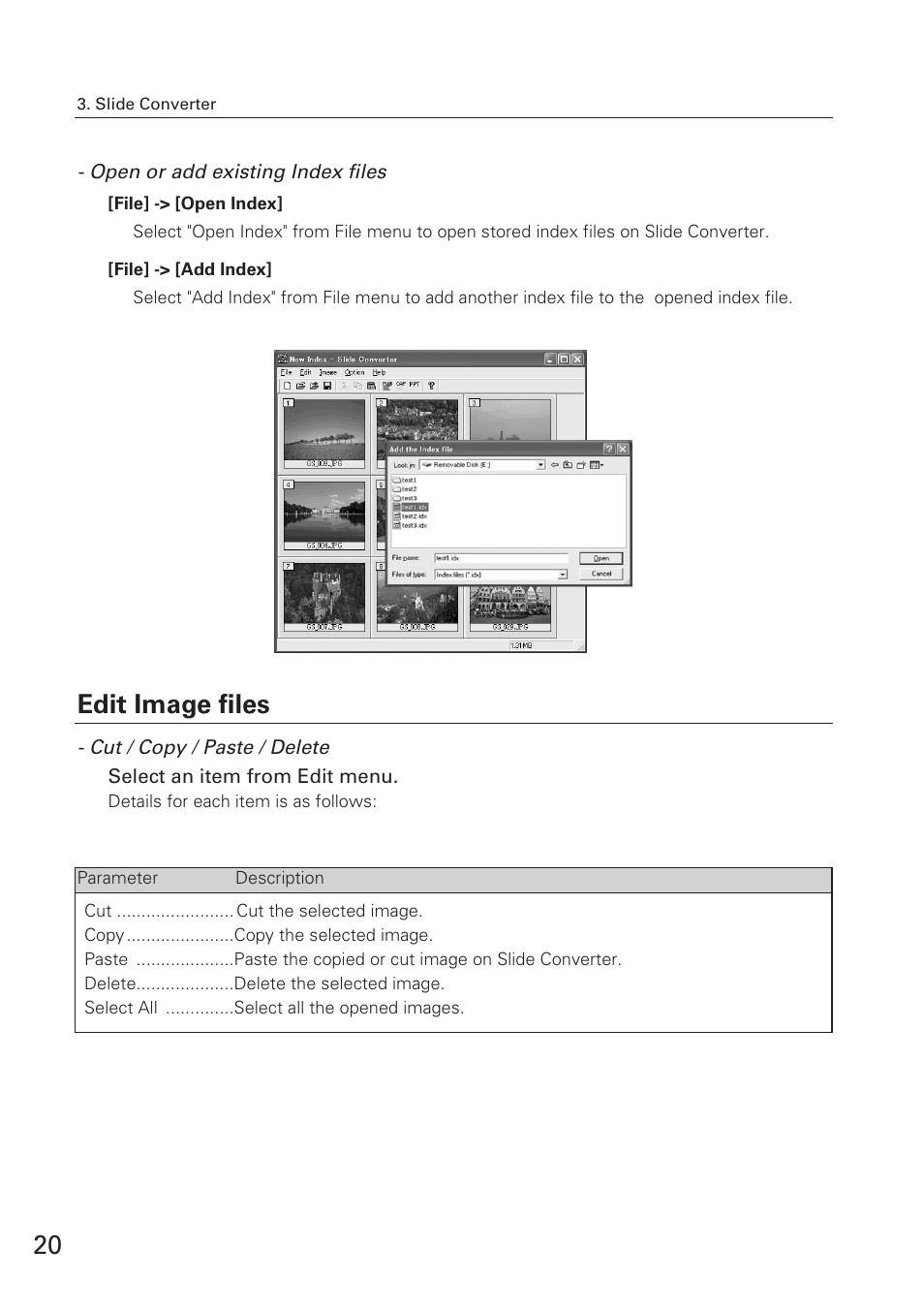 Edit image files | Eiki USB Memory WL-10 User Manual | Page 20 / 26