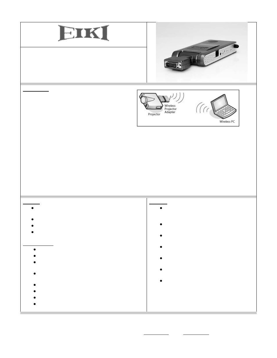 Eiki Wireless Display Adapter EZ-WDVA User Manual | 1 page
