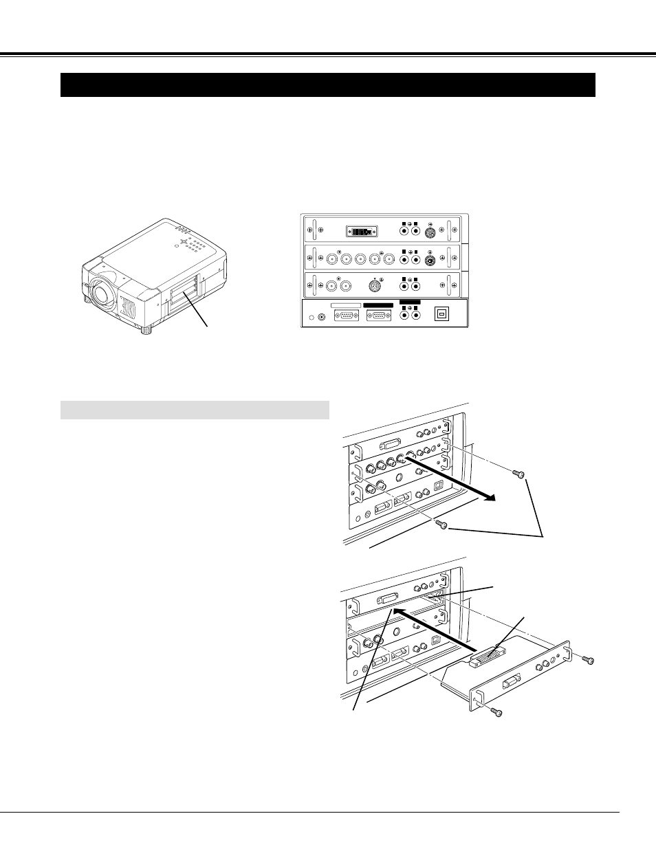 Connecting projector, Terminals of projector, 11 connecting projector | Replacement of terminal, 3 terminal slots (factory set) | Eiki LC-X5 User Manual | Page 11 / 52