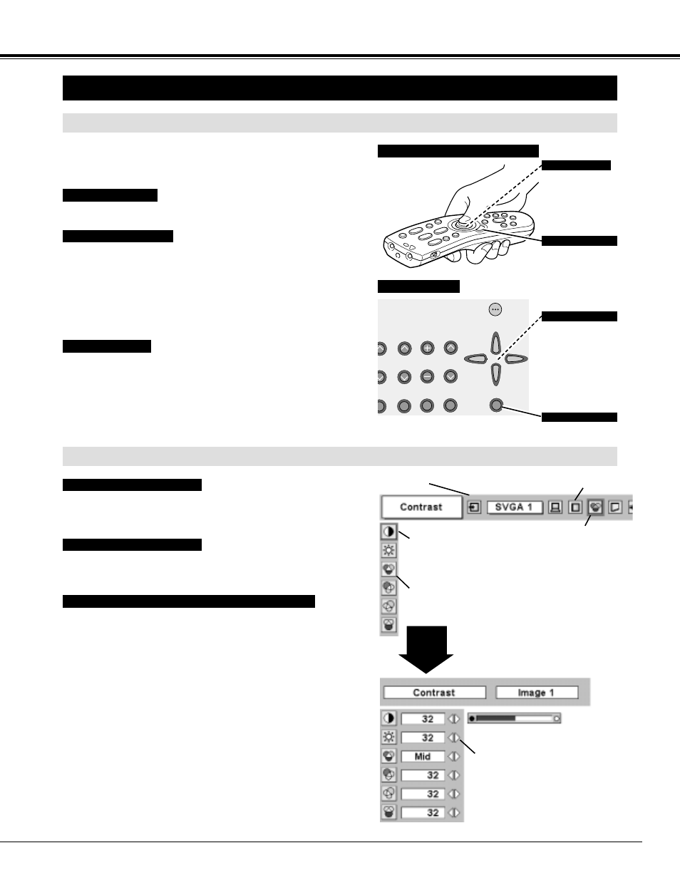 Operating on-screen menu, How to operate on-screen menu, Flow of on-screen menu operation | Eiki LC-X5 User Manual | Page 19 / 52