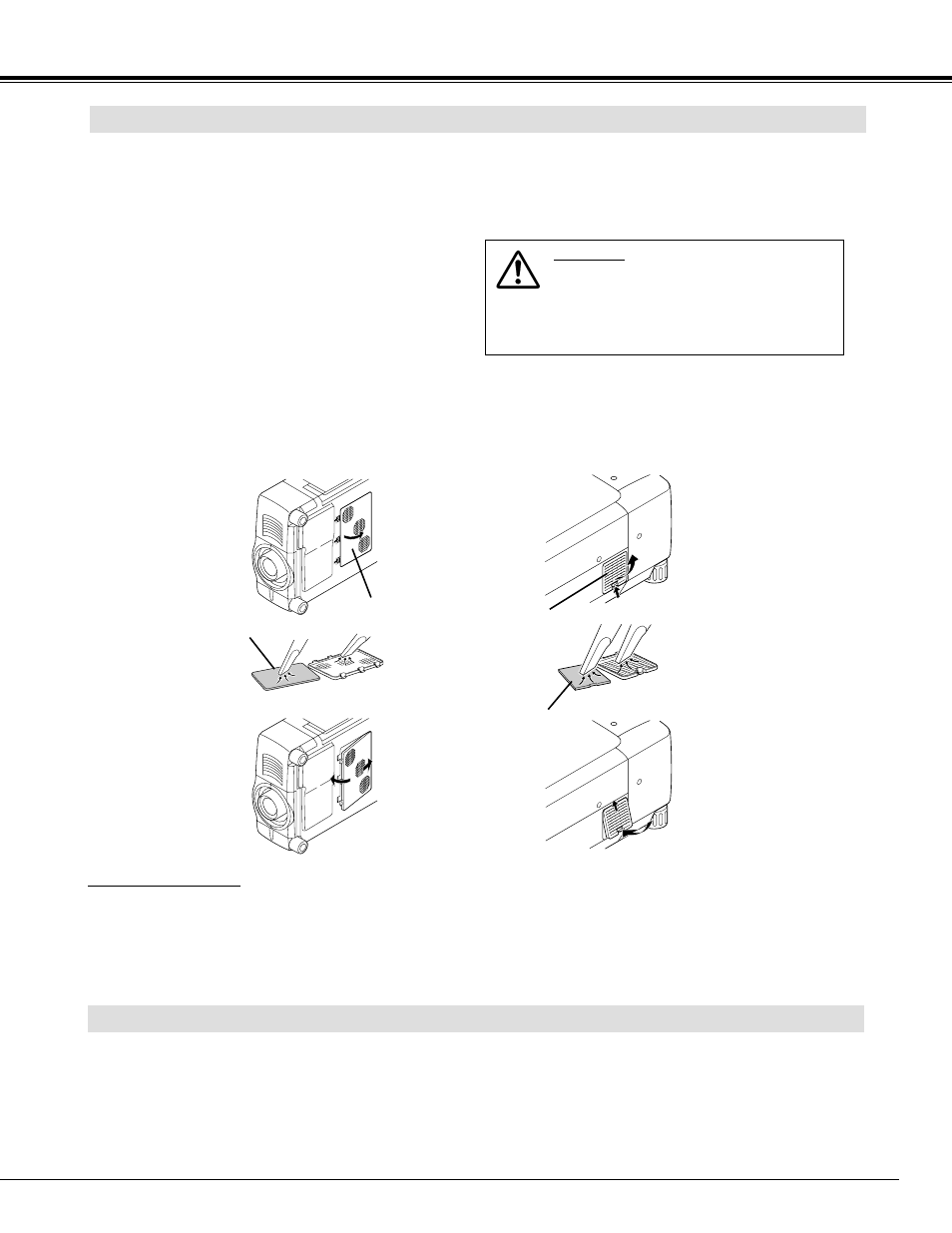 Air filter care and cleaning, Cleaning projection lens | Eiki LC-X5 User Manual | Page 43 / 52