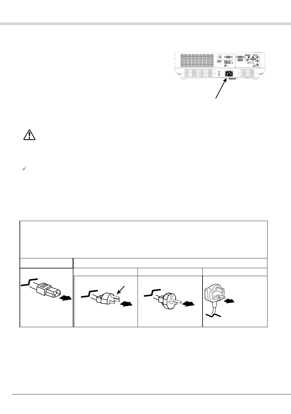Connecting the ac power cord, Installation, Caution | Eiki LC-XB21B User Manual | Page 14 / 68